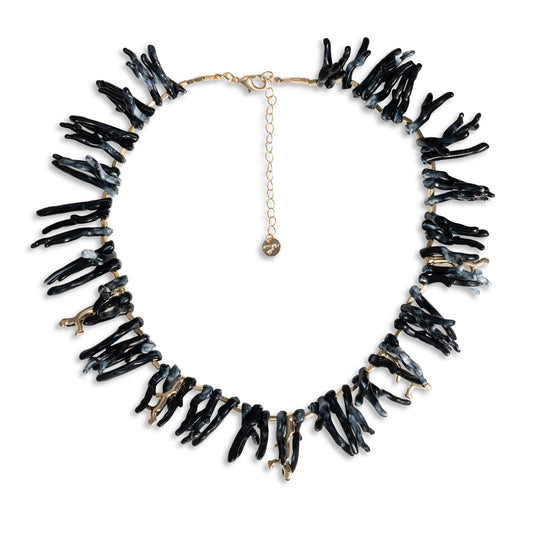 Collana girocollo con rami in acrilico tono nero