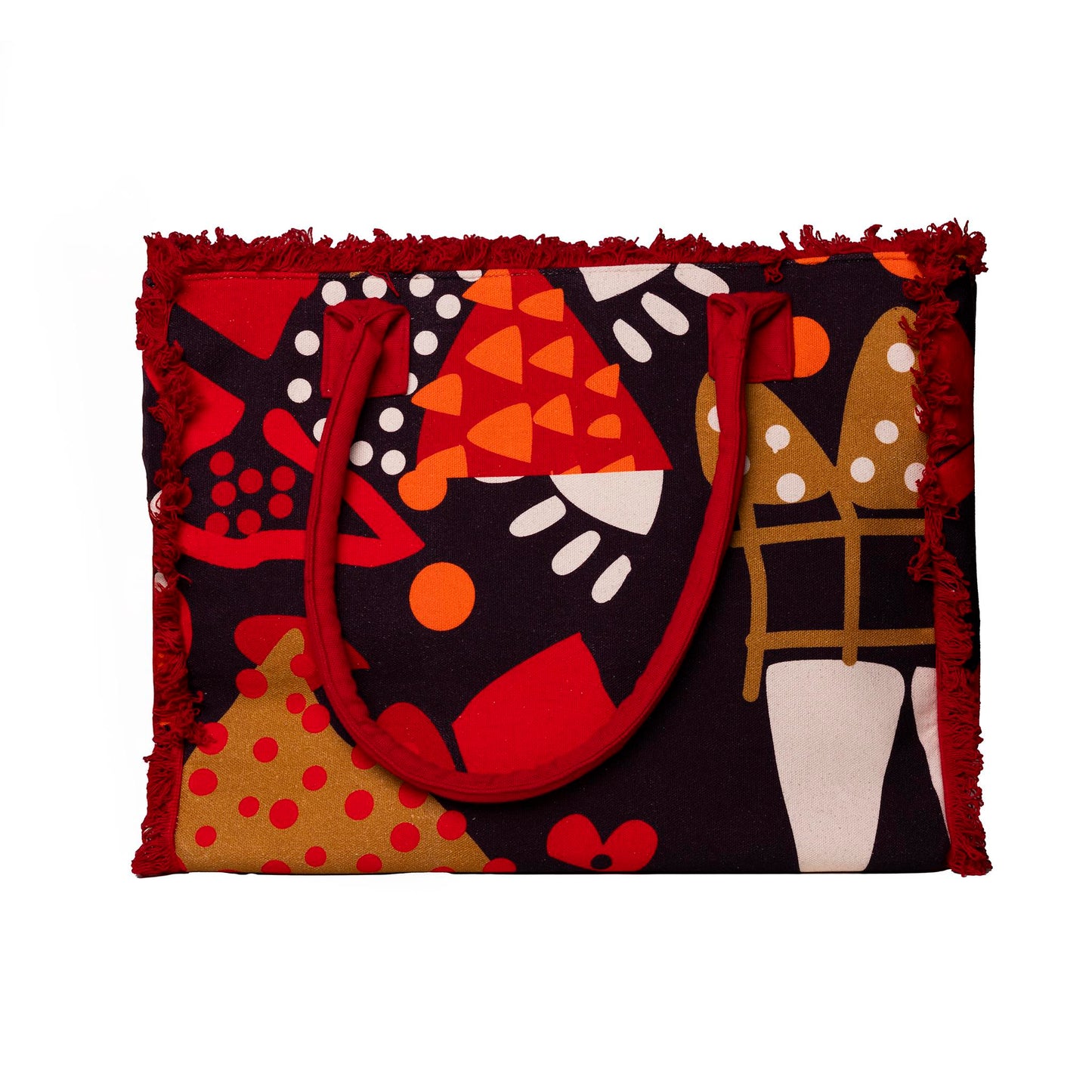 Borsa mare in cotone fantasia multicolore