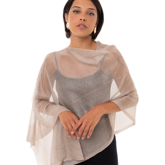 Poncho in filo trasparente colore oro