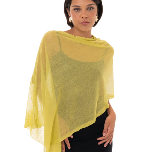 Poncho in filo trasparente giallo