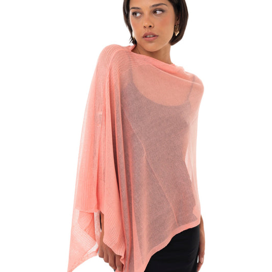 Poncho in filo trasparente rosa pescato