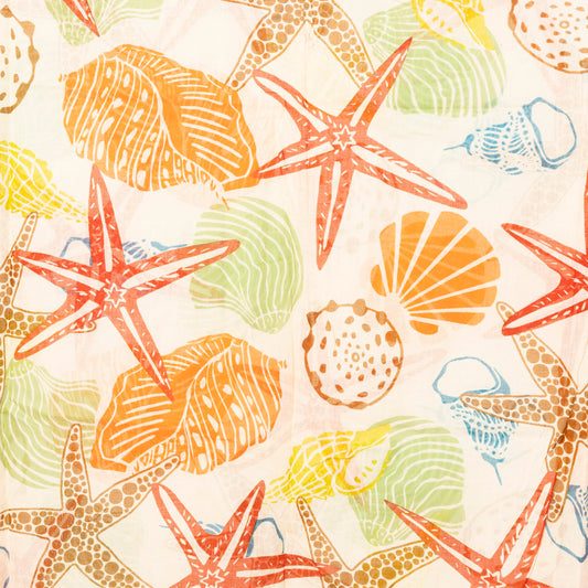 Pareo in cotone con stampa marina multi arancio