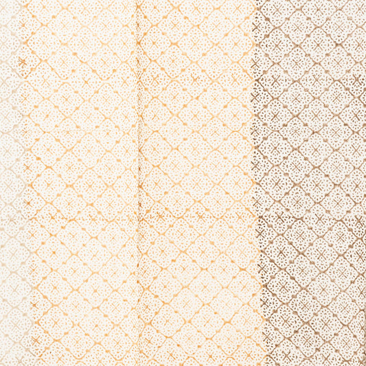 Pareo in cotone con stampa a mano tono beige