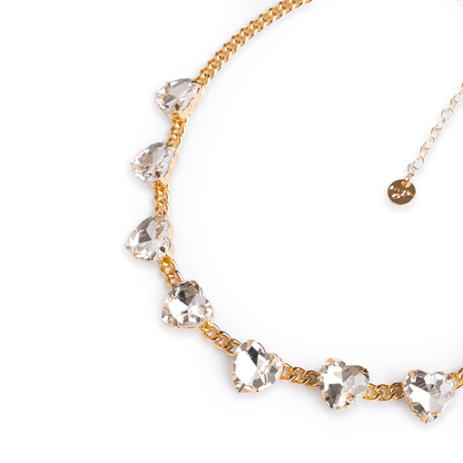 Collana girocollo a catena con pietre a forma di cuore in vetro crystal - Mya Accessories