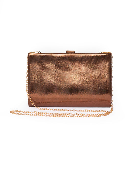Borsa pochette lucida colore bronzo