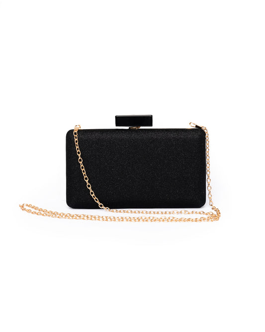 Borsa clutch brillantinata nera