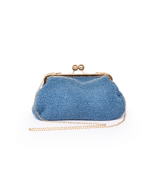 Borsa pochette teddy azzurra