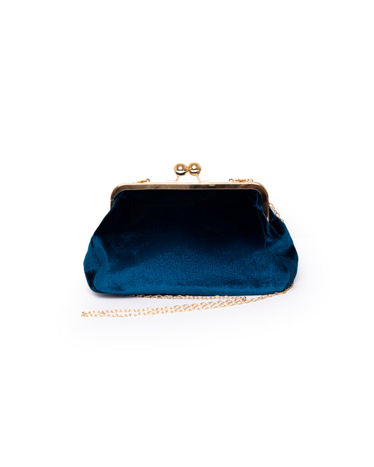 Borsa pochette in velluto blu