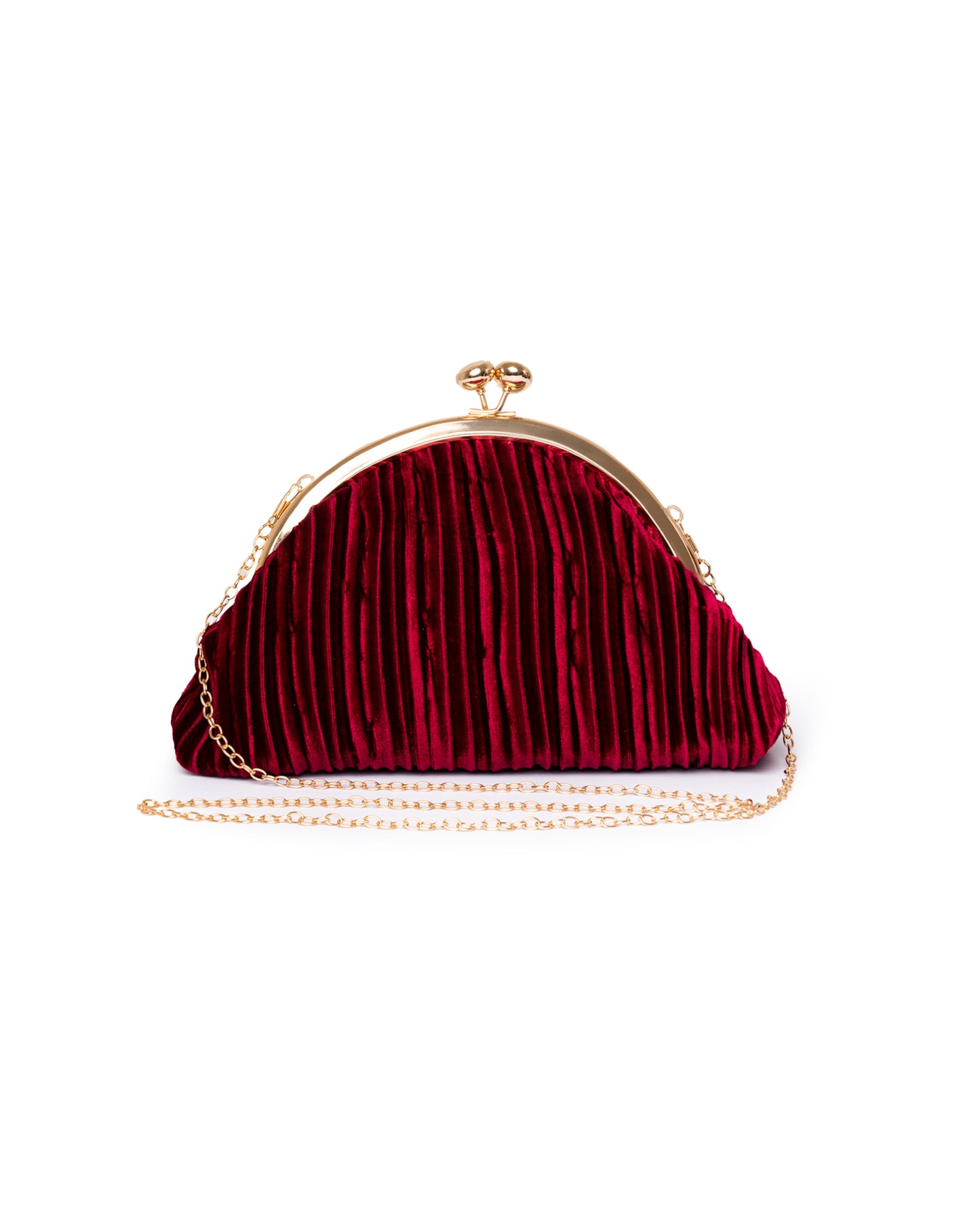 Borsa pochette tessuto in velluto plissettato rosso