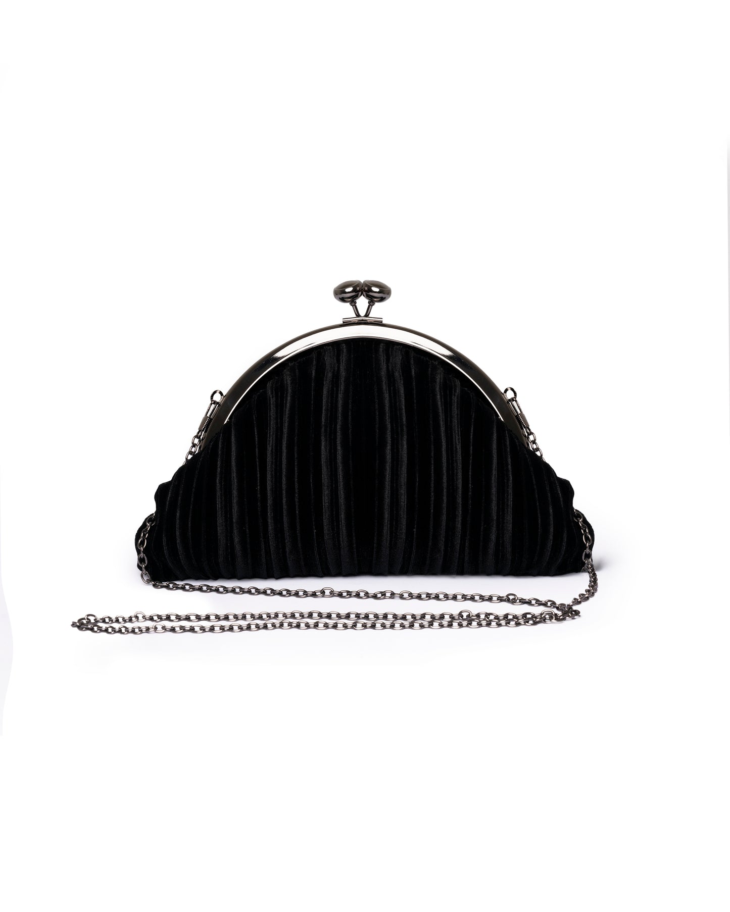 Borsa pochette tessuto in velluto plissettato nero