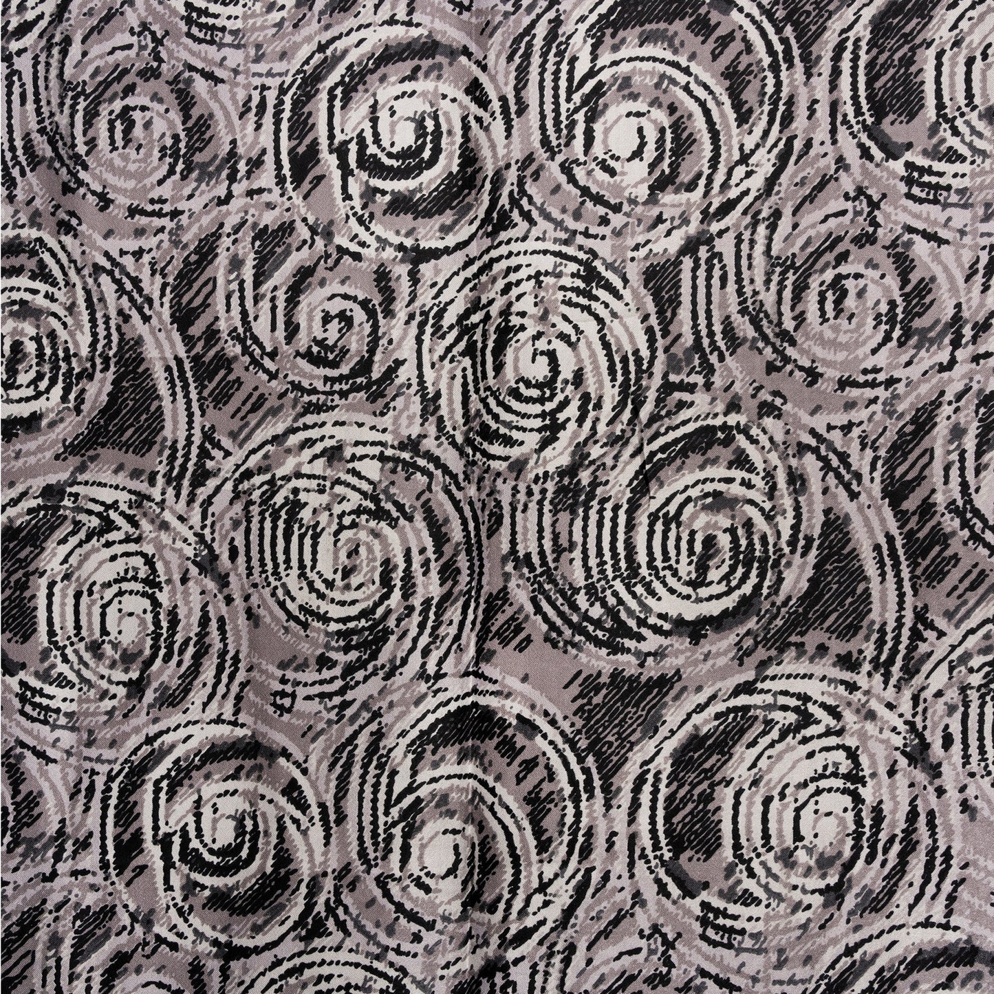 Sciarpa in cotone con stampa a spirale tono nero