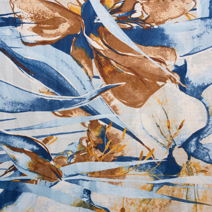 Sciarpa con stampa floreale tinta blu