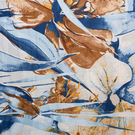 Sciarpa con stampa floreale tinta blu