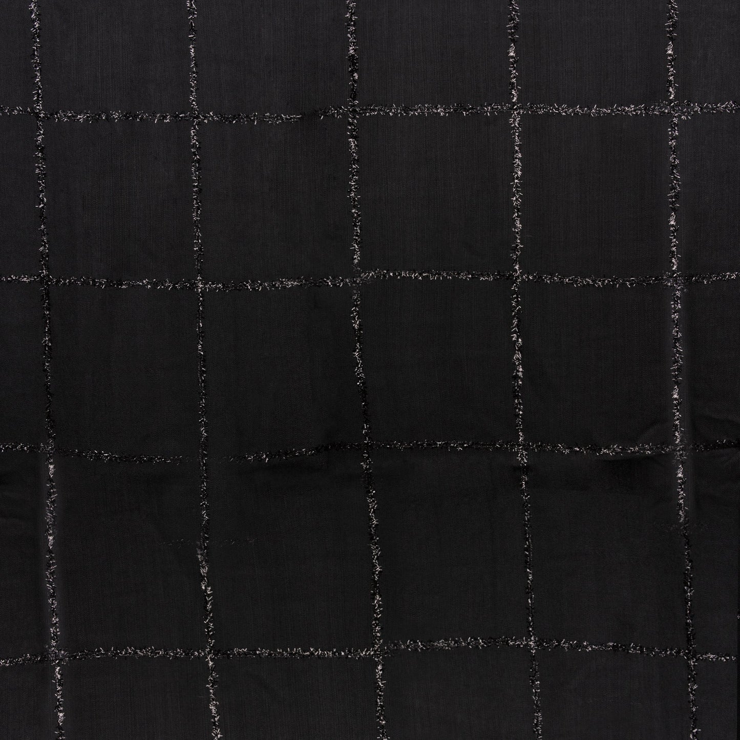 Sciarpa in cotone tinta  nera con texture a griglia glitterata