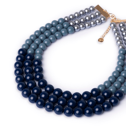 Collana girocollo multilinee con sfere in acrilico tono blu - Mya Accessories