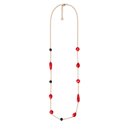 Collana lunga con pietre a goccia sui toni del rosso - Mya Accessories