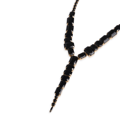 Collana girocollo con pietre in vetro nero irregolari - Mya Accessories
