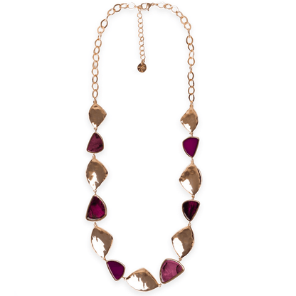 Collana lunga in metallo a catena con inserti triangolari in acrilico viola - Mya Accessories