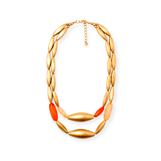 Collana a due fili con inserti arancio - Mya Accessories