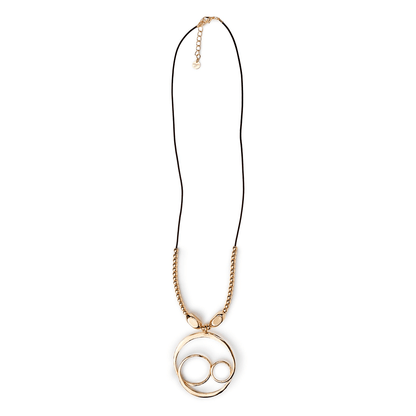 Collana lunga con laccio in cuoio con pendente a forma circolare - Mya Accessories