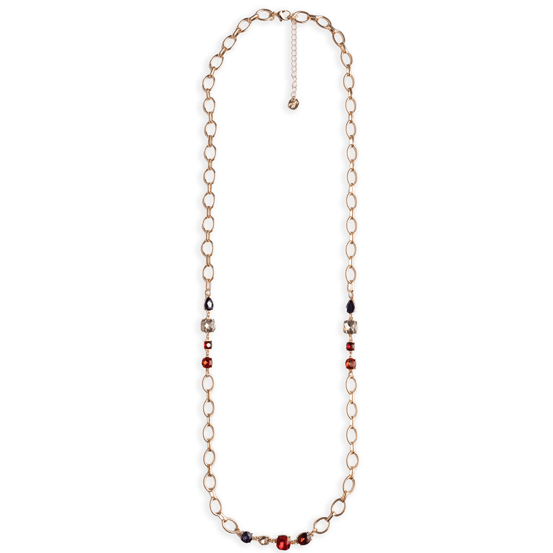 Collana lunga a catena con pietre in vetro tono topazio - Mya Accessories