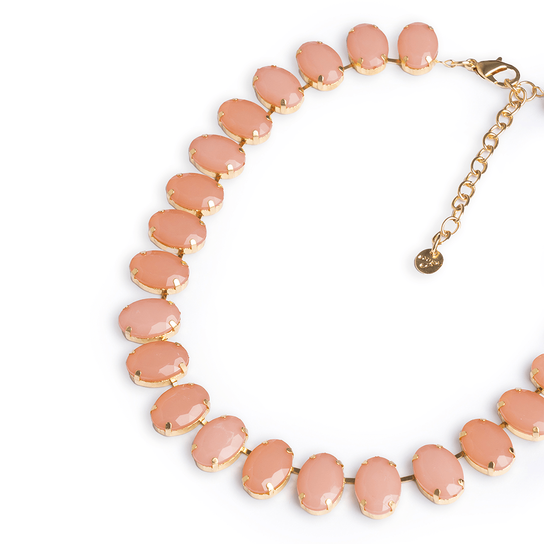 Collana girocollo con pietre ovali in resina pesca - Mya Accessories
