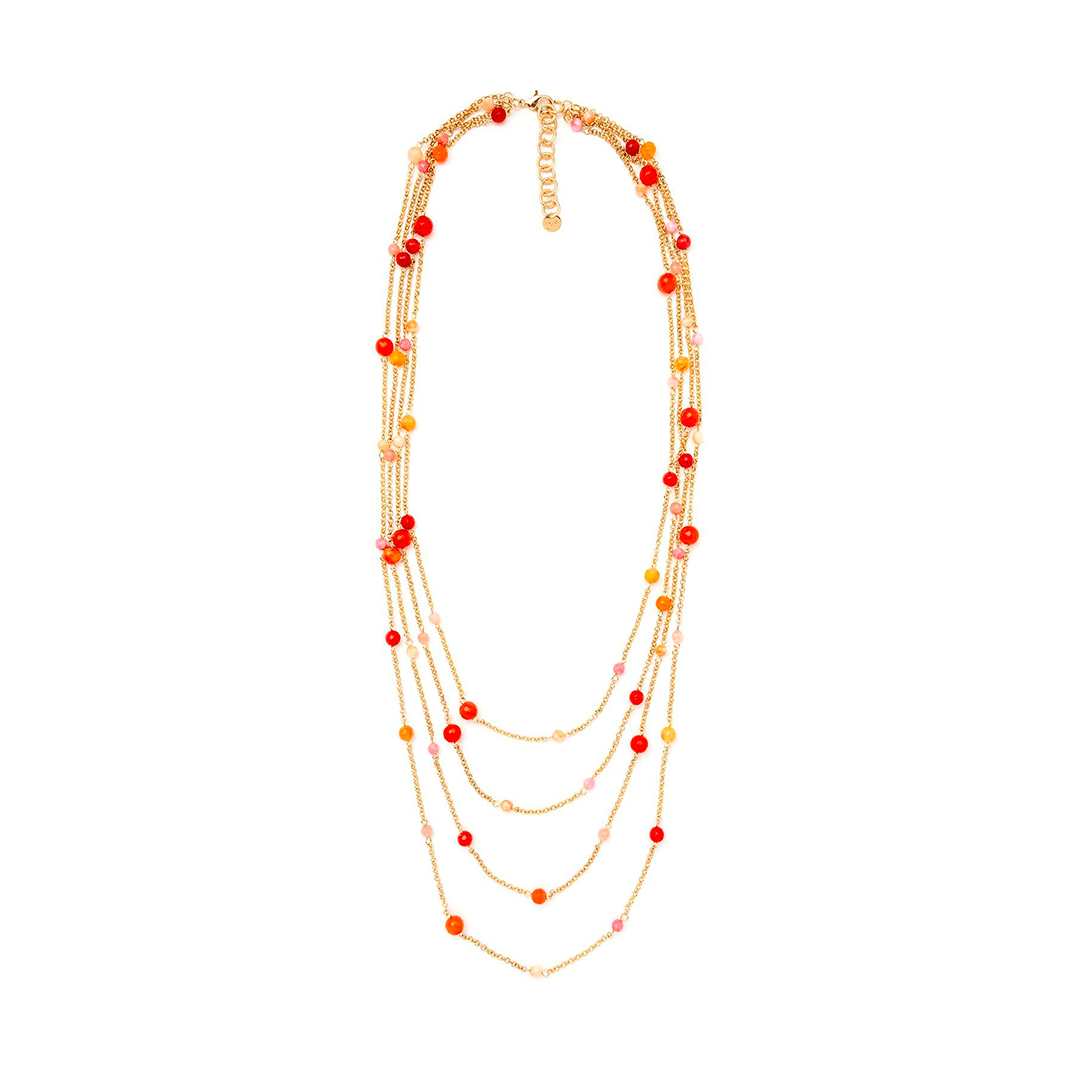 Collana multifilo lunga con pietre sui toni dell'arancio - Mya Accessories