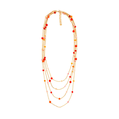 Collana multifilo lunga con pietre sui toni dell'arancio - Mya Accessories
