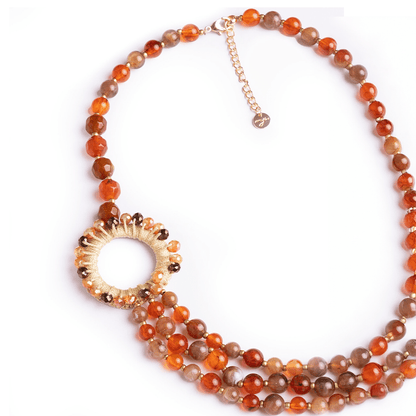 Collana multilinee con sfere in acrilico arancio - Mya Accessories