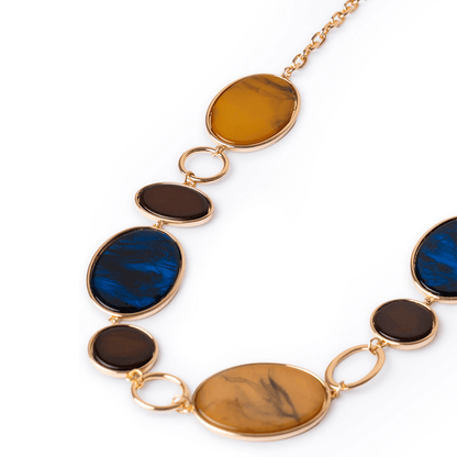 Collana lunga a catena con inserti ovali in acrilico multicolore - Mya Accessories