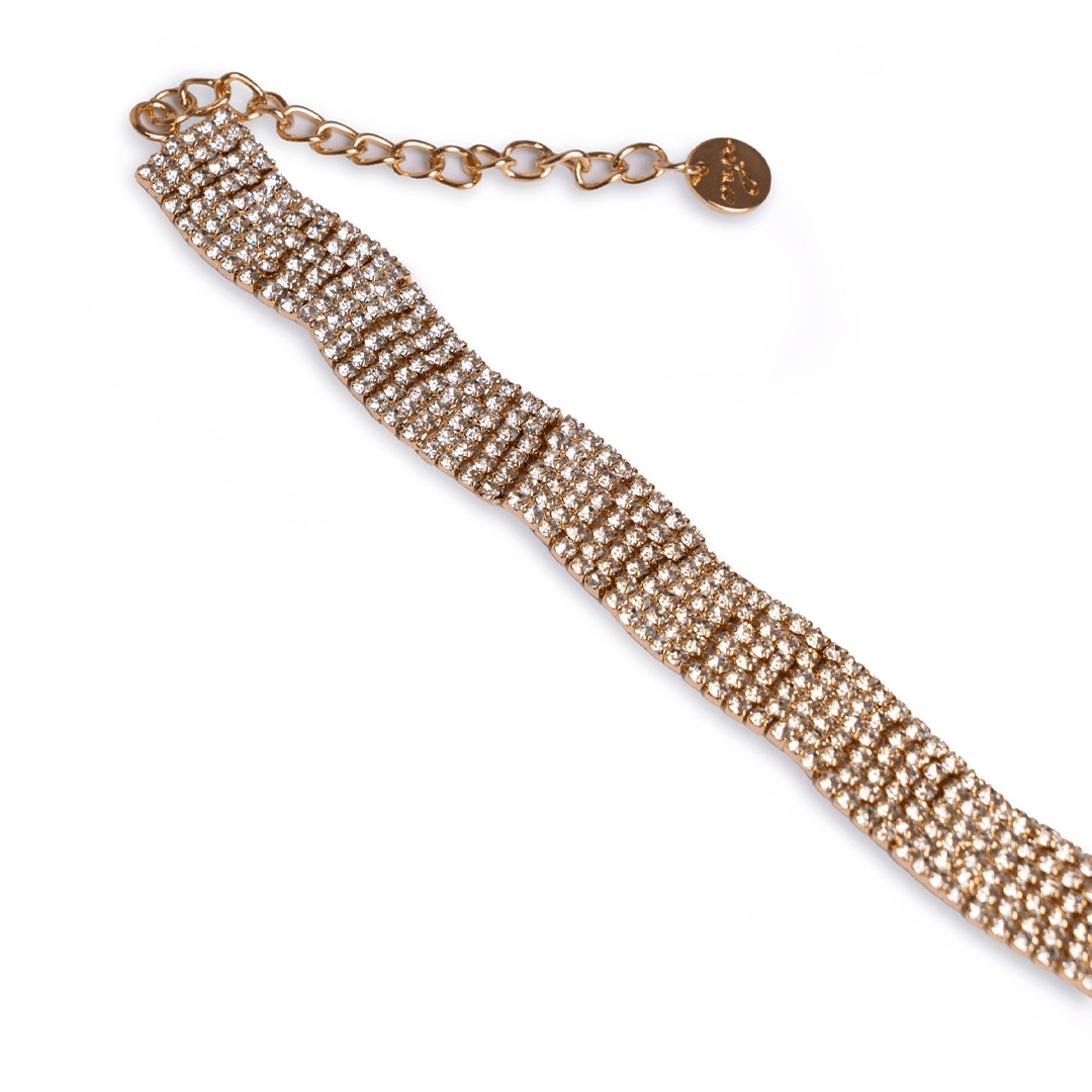 Collana girocollo a fascia con strass cristallo - Mya Accessories