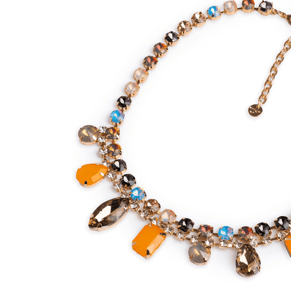 Collana girocollo con pietre in vetro champagne e senape - Mya Accessories