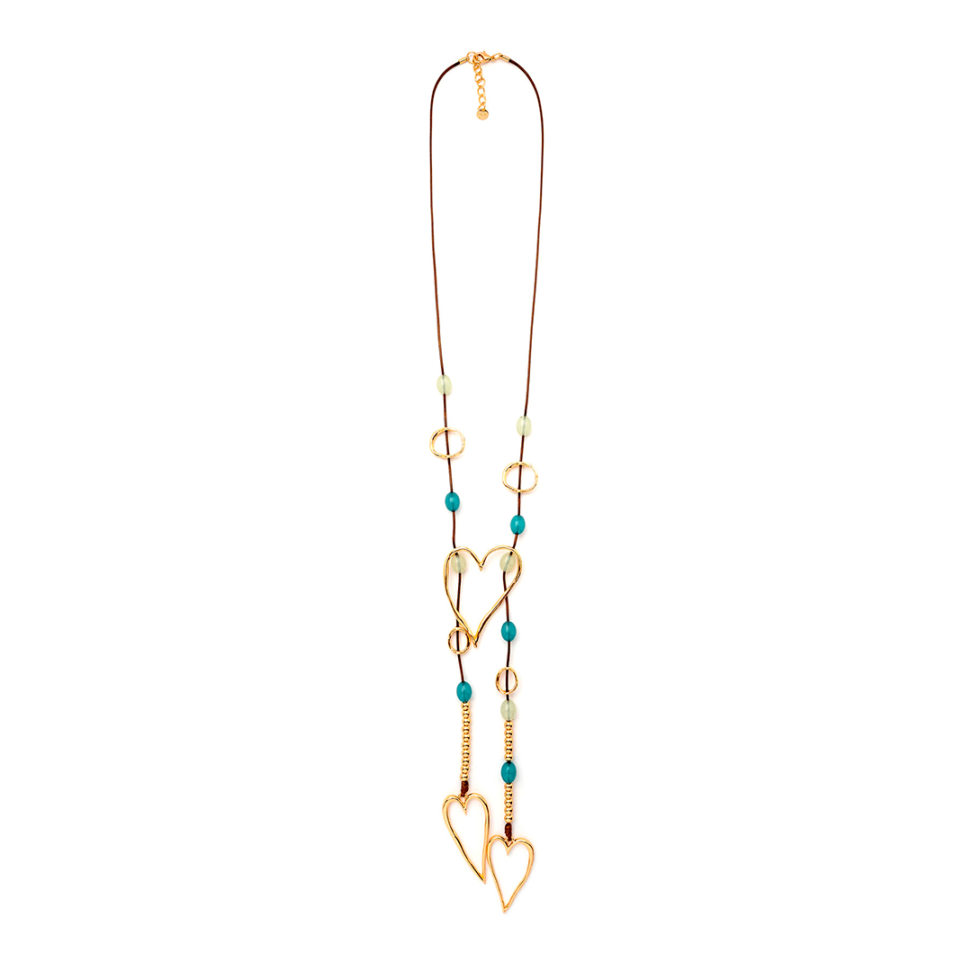 Collana con laccio e pendente a forma di cuore azzurro - Mya Accessories