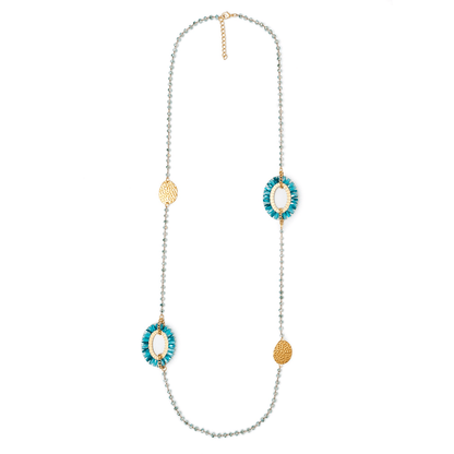 Collana lunga con microcristalli azzurri - Mya Accessories
