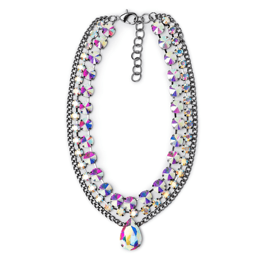 Girocollo in metallo gun con pietra in vetro cristallo boreale - Mya Accessories