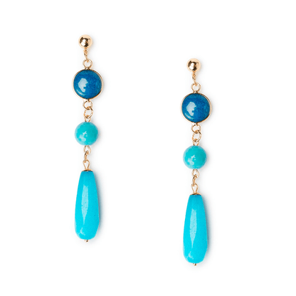 Orecchini pendente a goccia con pietre sui toni del celeste - Mya Accessories