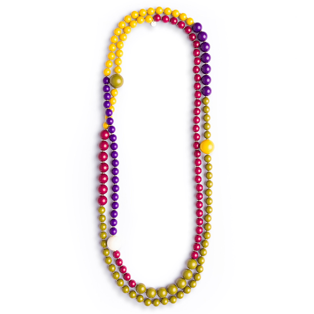 Collana lunga con sfere multicolore in acrilico - Mya Accessories