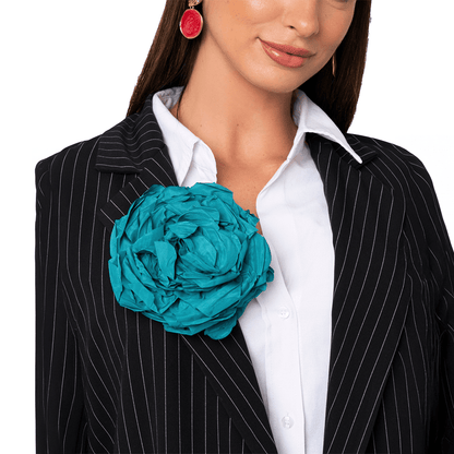 Spilla a forma di fiore in tessuto verde tiffany - Mya Accessories