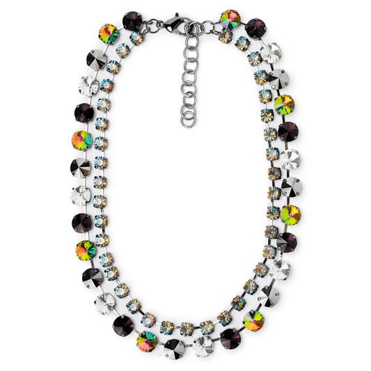 Collana in metallo gun con pietre in vetro sui toni del viola - Mya Accessories