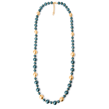 Collana lunga con balls in acrilico di colore blu - Mya Accessories