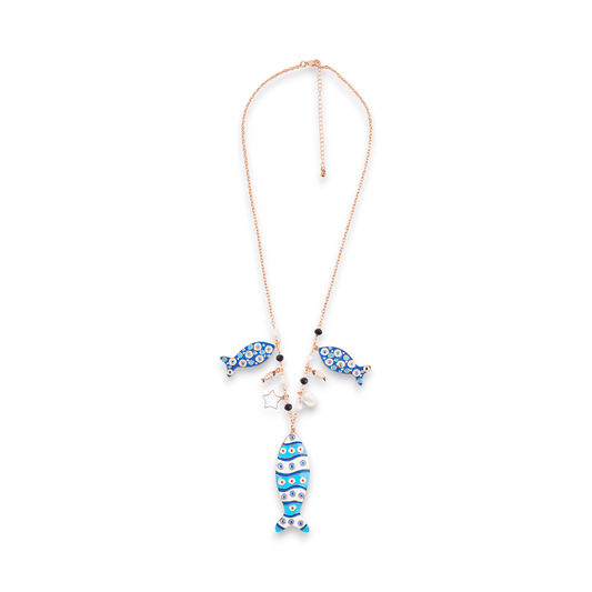 Collana charms pesce in Metallo color Oro - Blu - Rosso - Mya Accessories