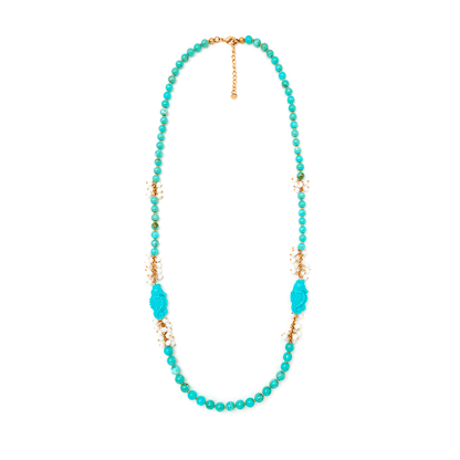 Collana lunga con cavallo marino turchese - Mya Accessories