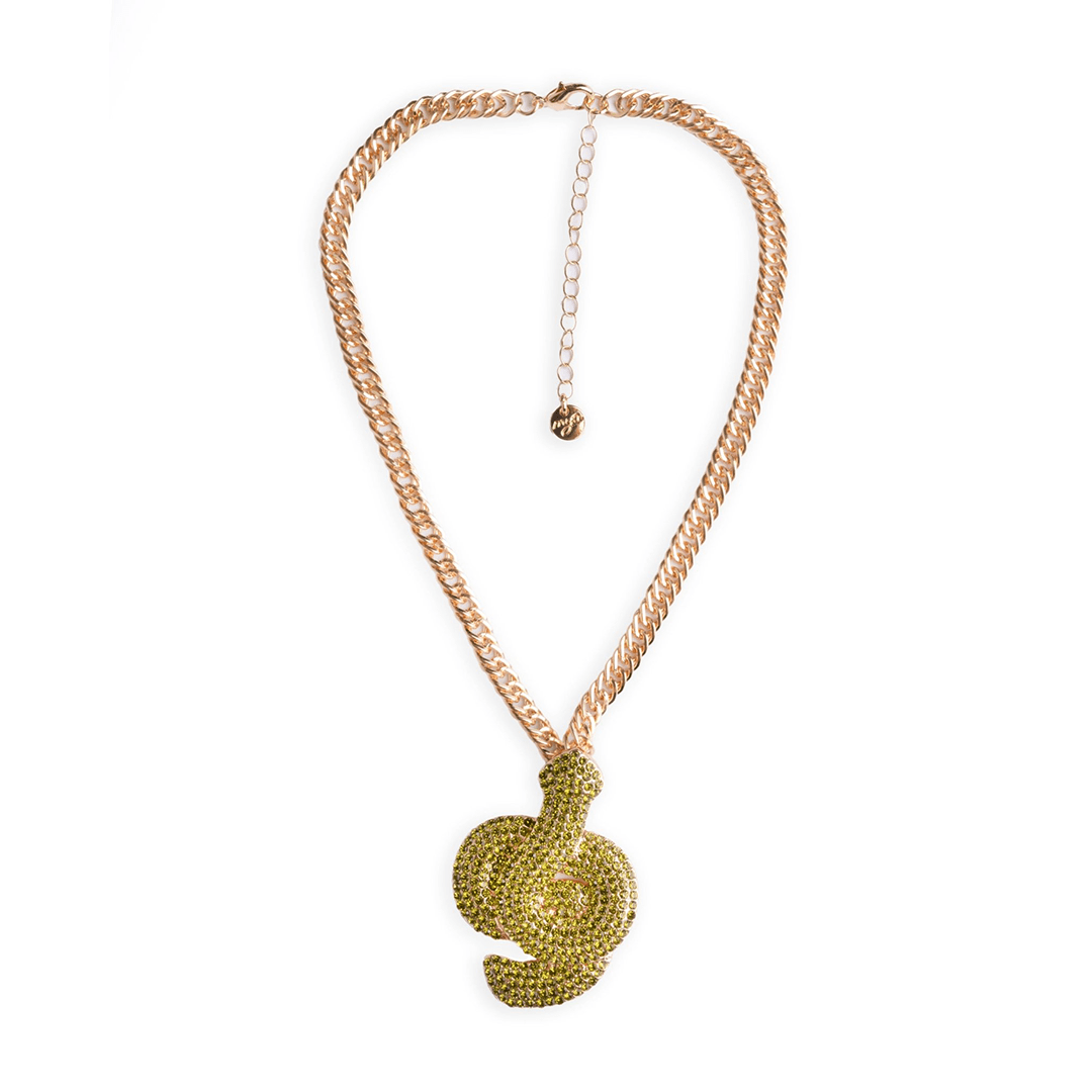 Collana girocollo a catena con pendente a forma di serpente con strass verdi - Mya Accessories