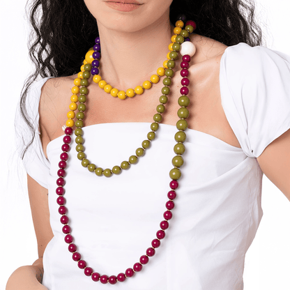 Collana lunga con sfere multicolore in acrilico - Mya Accessories
