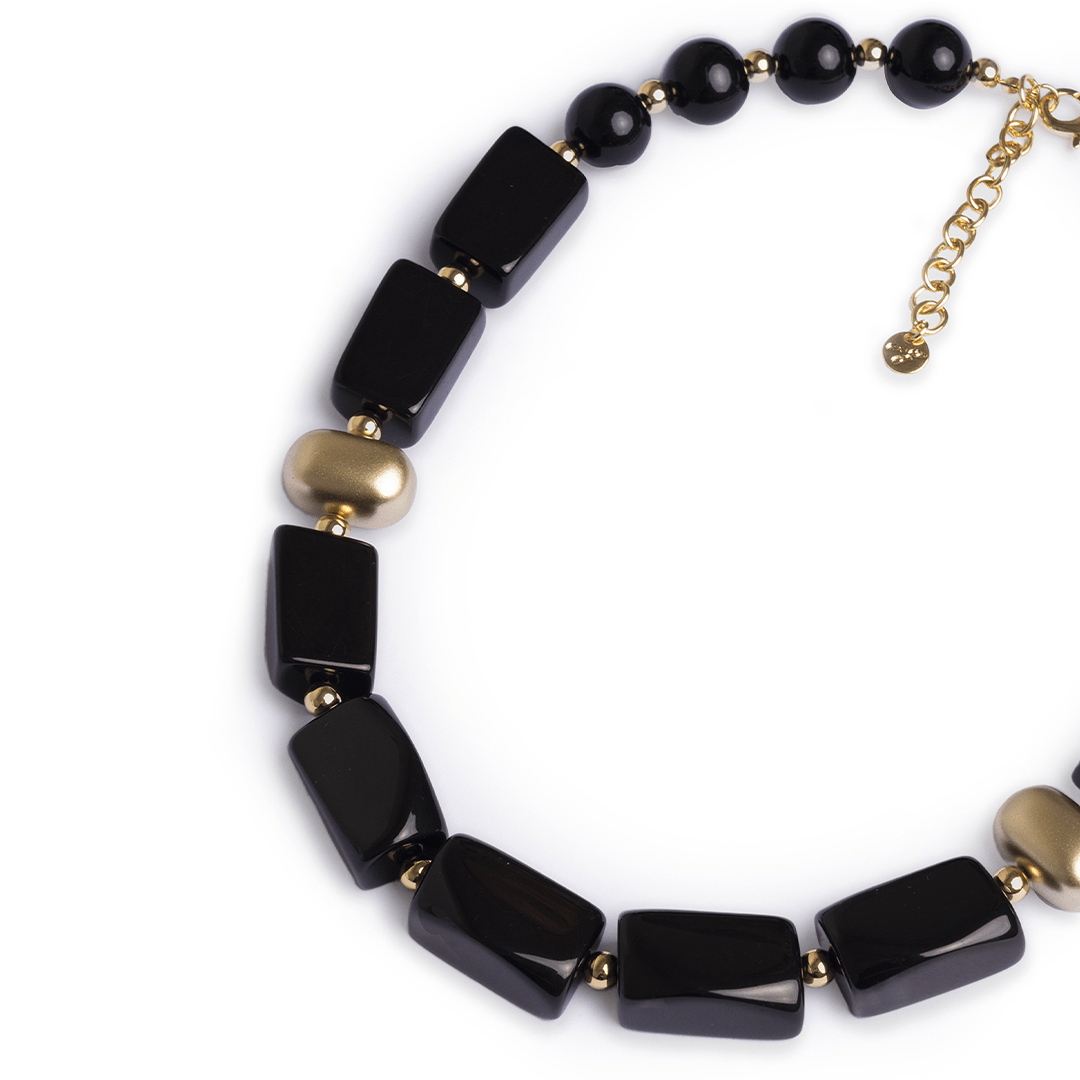 Collana girocollo in resina ed acrilico nero - Mya Accessories
