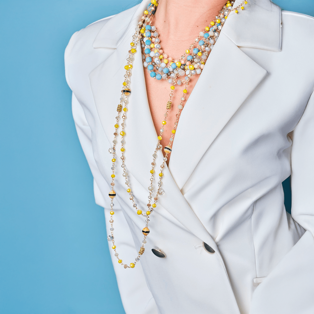 Collana a due fili con pietre sui toni del giallo - Mya Accessories