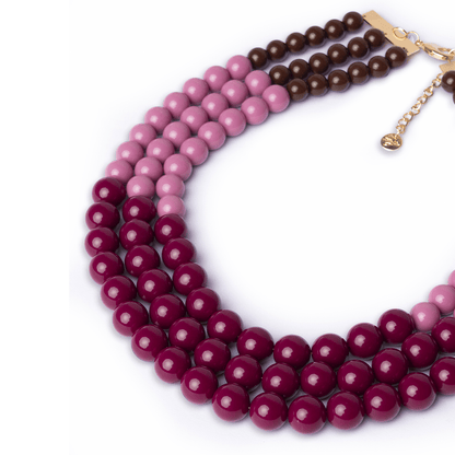 Collana girocollo multilinee con sfere in acrilico tono viola - Mya Accessories