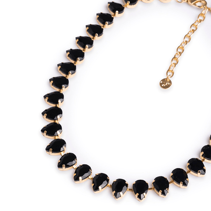 Collana girocollo in metallo con pietre a goccia in resina nere - Mya Accessories
