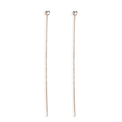 Orecchini lunghi a filo di strass con pietra a cuoricino in vetro crystal - Mya Accessories