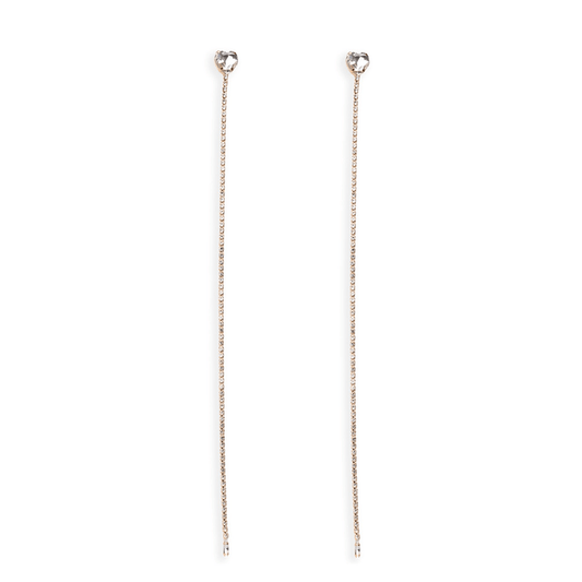 Orecchini lunghi a filo di strass con pietra a cuoricino in vetro crystal - Mya Accessories